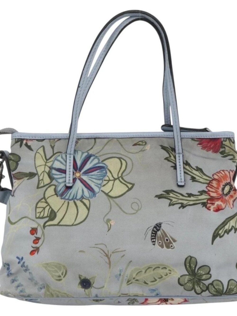 GUCCI Botanical Tote Bag Canvas 2way Blue Silver 353440 Auth BA9018 - Picture 3 of 16